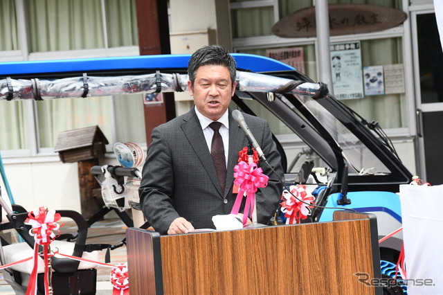 来賓者祝辞を行う東近江市議会 副議長　青山 孝司氏