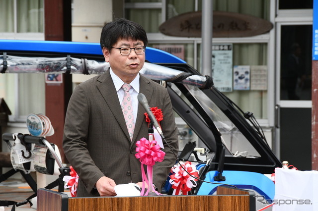 来賓者祝辞を行う国土交通省 近畿地方整備局 滋賀国道事務所長　田﨑 祥二氏