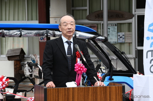 来賓者祝辞を行う一般社団法人 奥永源寺渓流の里 代表理事　池田 則之氏