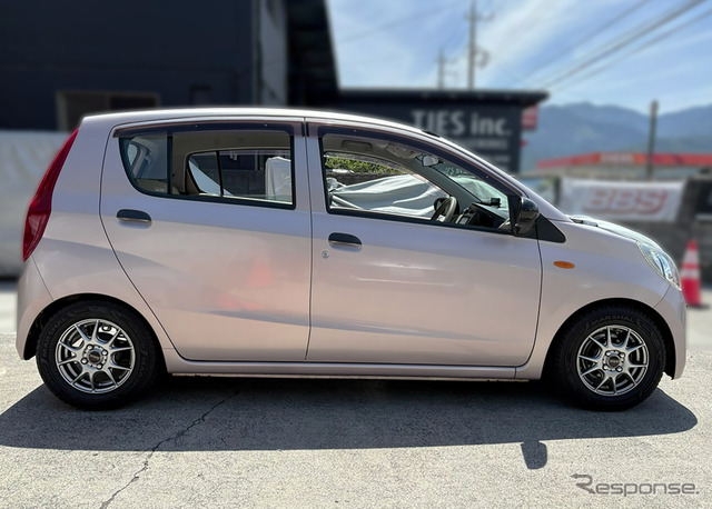 テイン フレックスZ　ダイハツ・ミラ装着例（基準車高純正比：フロント 40mmダウン / リア 50mmダウン）