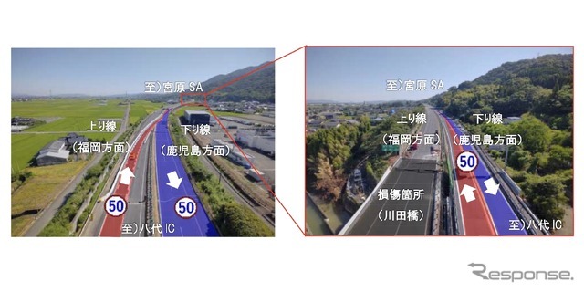 対面通行区間（KP 211.4～KP 212.9）の状況