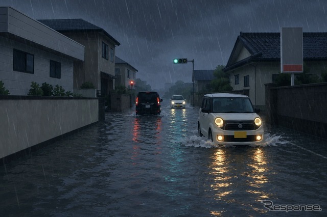 進入しない!! 冠水路は危険（イメージ）