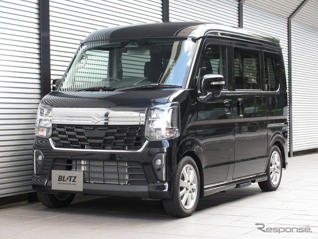 ブリッツ DAMPER ZZ-R　スズキ・エブリイワゴン装着例（基準車高：フロント 29mmダウン / リア 48mmダウン）