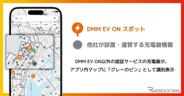 グレーのピンによる他社充電器表示