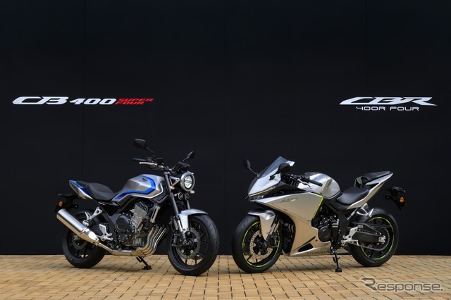 ホンダ CB400 SUPER FOUR E-Clutch（左）とCBR400R FOUR E-Clutch（右）