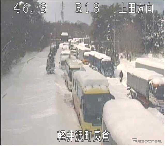 2014年2月13日から15日にかけて大雪が発生し約1600台が立ち往生（国道18号軽井沢バイパス）