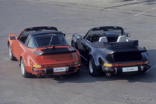 930型・911ターボ3.3タルガ（左）と911ターボ3.3カブリオ（1987年）