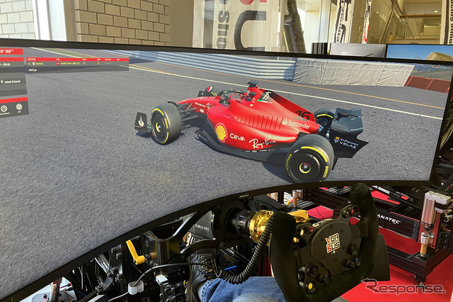 実際のF1マシンの挙動に限りなく近づけたレーシングシミュレーター。写真はフェラーリのルクレールのマシン