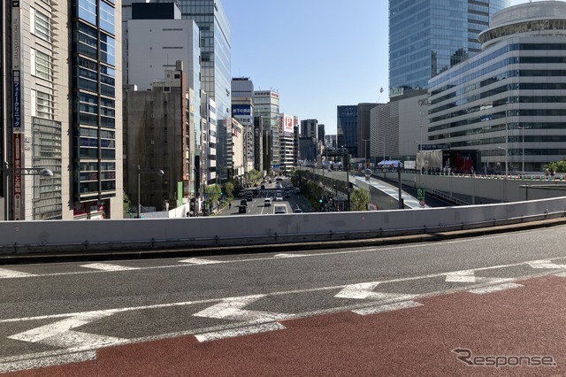 GINZA SKY WALK 2024：外堀通り、数寄屋橋交差点方面
